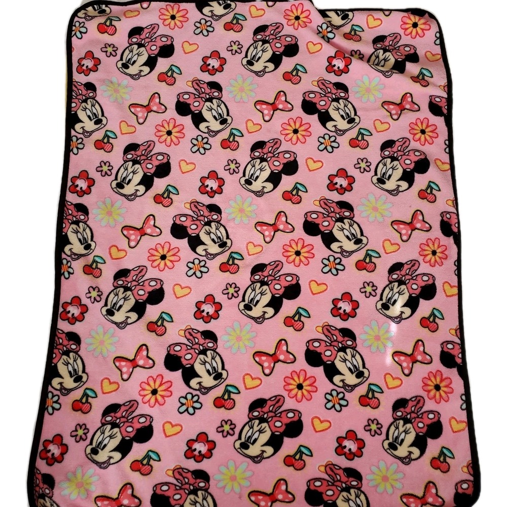 Northwest Disney Minnie Mouse Pink Fleece Cherry Blanket 48" X 37"